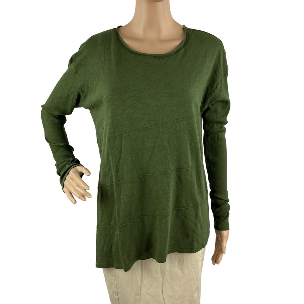 Amadi Asymmetrical Tunic Top Olive Green Size S Lagenlook